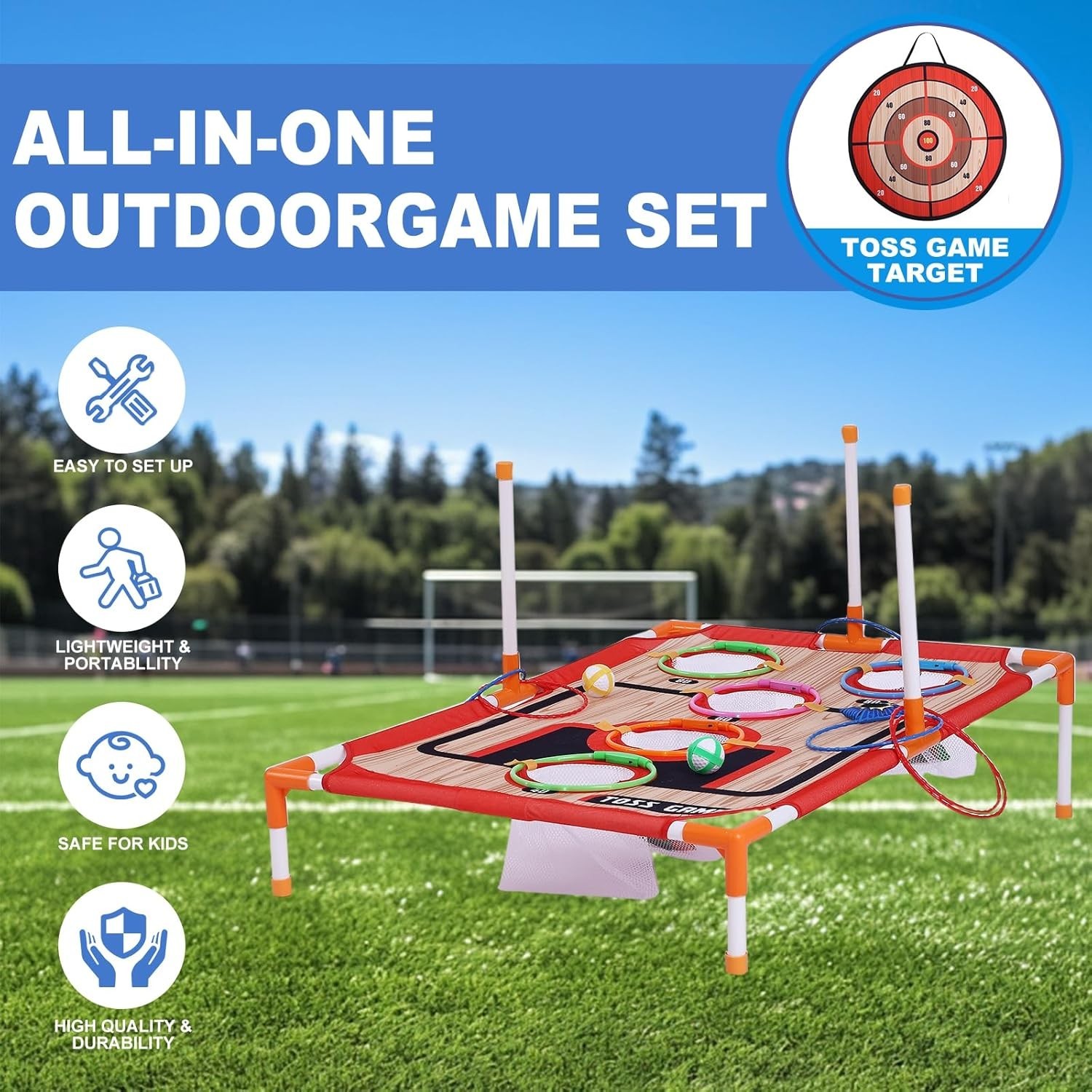5-in-1 Carnival Game Set: Outdoor & Indoor Fun for Kids and Adults, Orange
