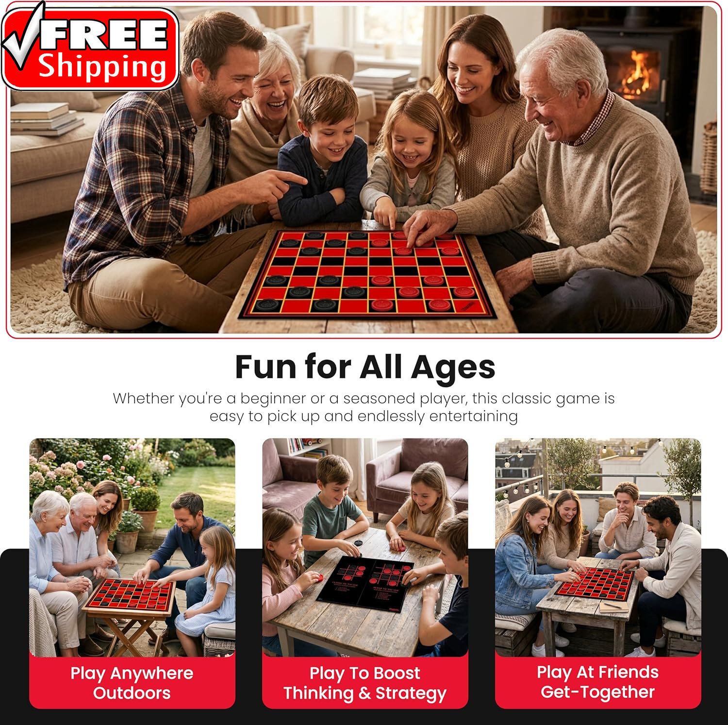 – Multiplayers Strategy Checker Board Game for Kids & Adults – Portable Educatio