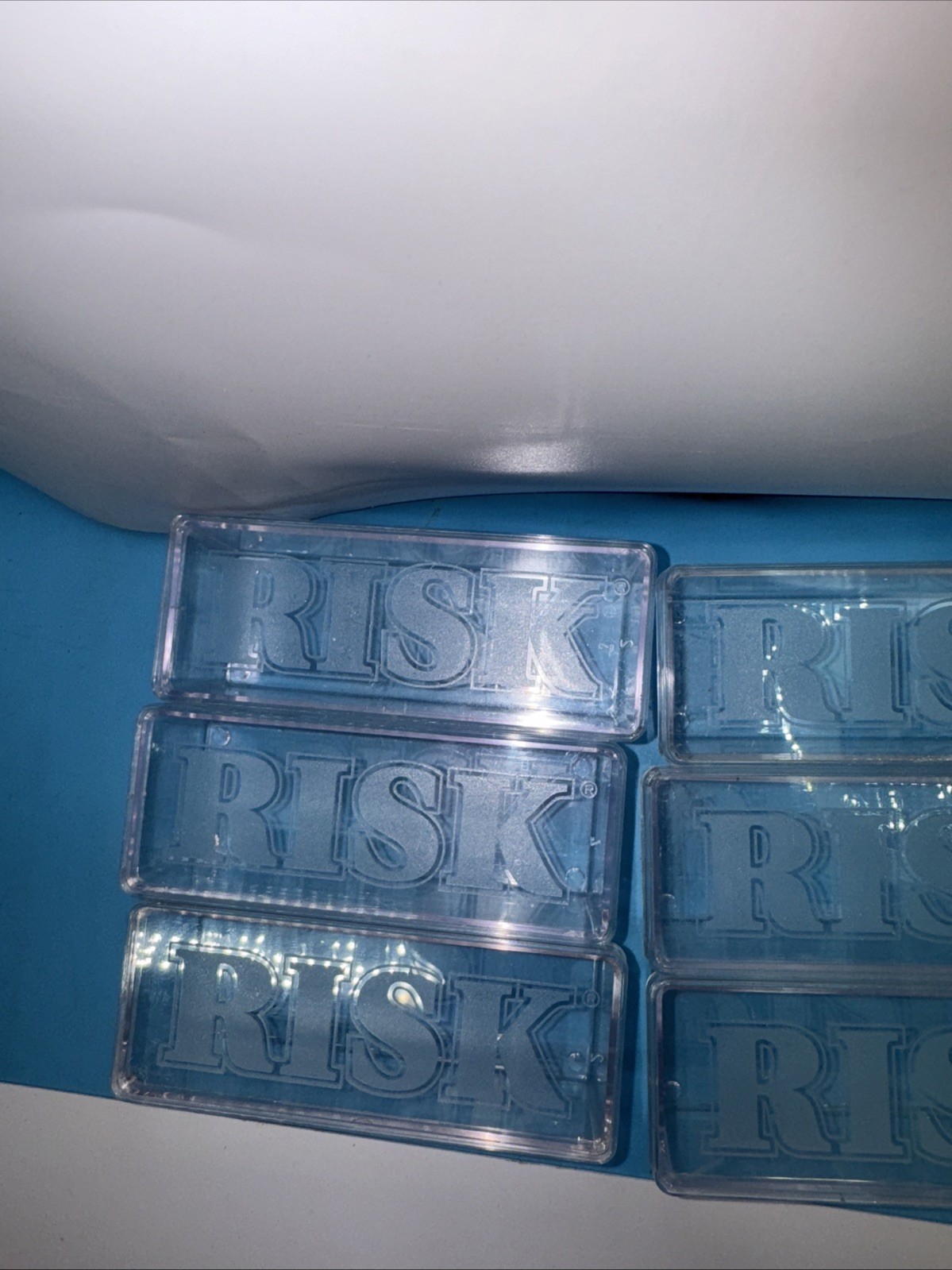 Risk 1993 Replacement 6 Plastic Etched Storage Boxes & Lids – Clear Container