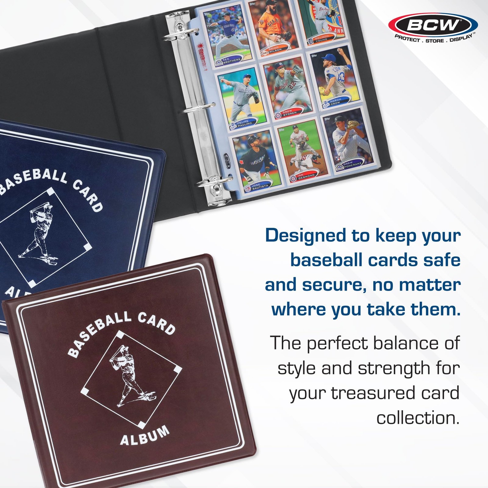 BCW Supplies Baseball 3″ Album – Blue | Premium Durable Binder Single,