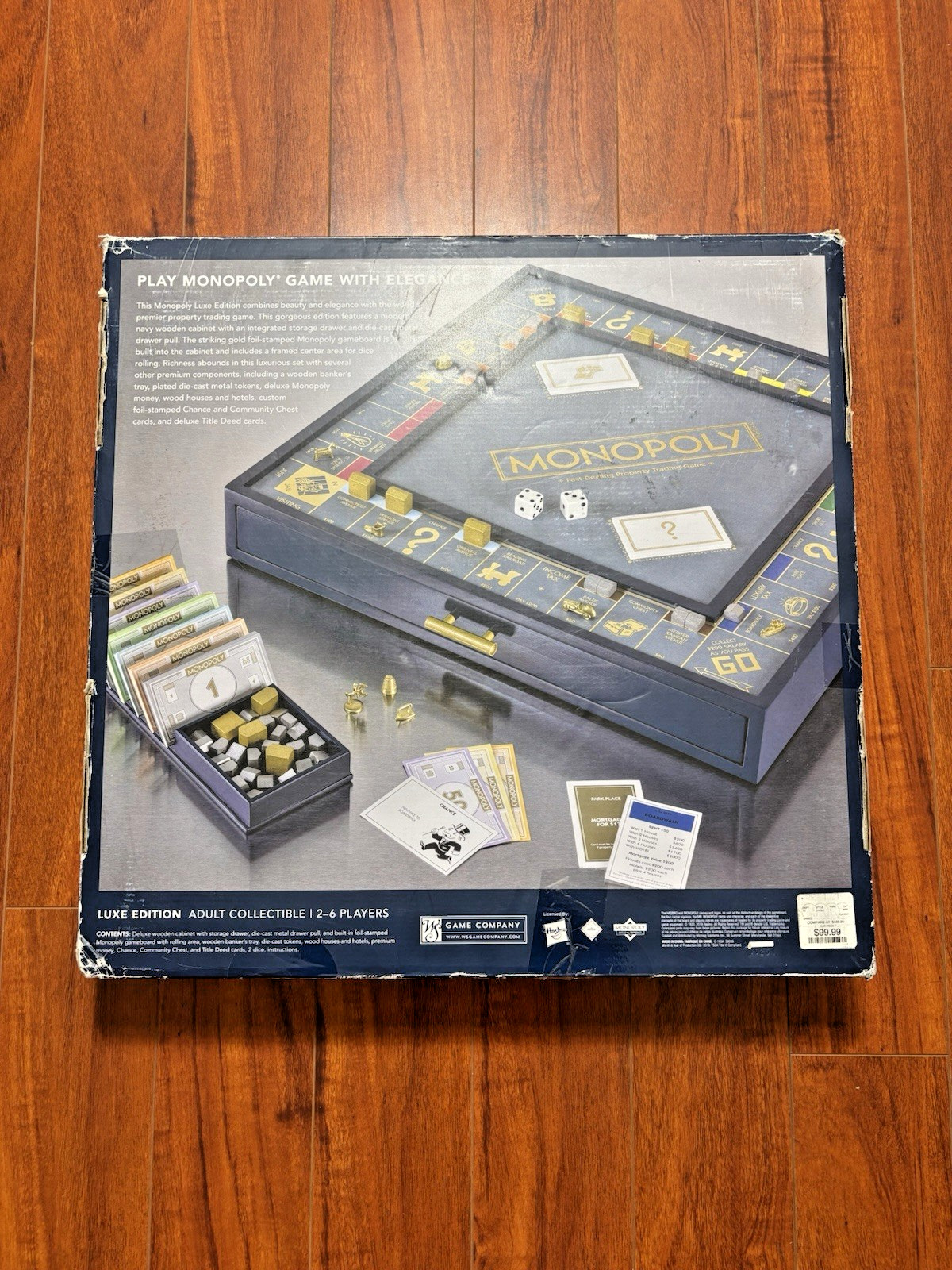 Monopoly Luxe Edition Wooden Board Game Navy Blue Gold Foil WS Game Company