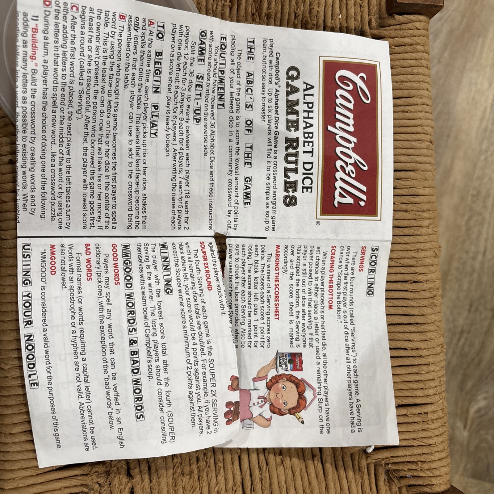 Campbells Soup Alphabet Dice Game 36 Dice. Instructions Are Ripped See Pic