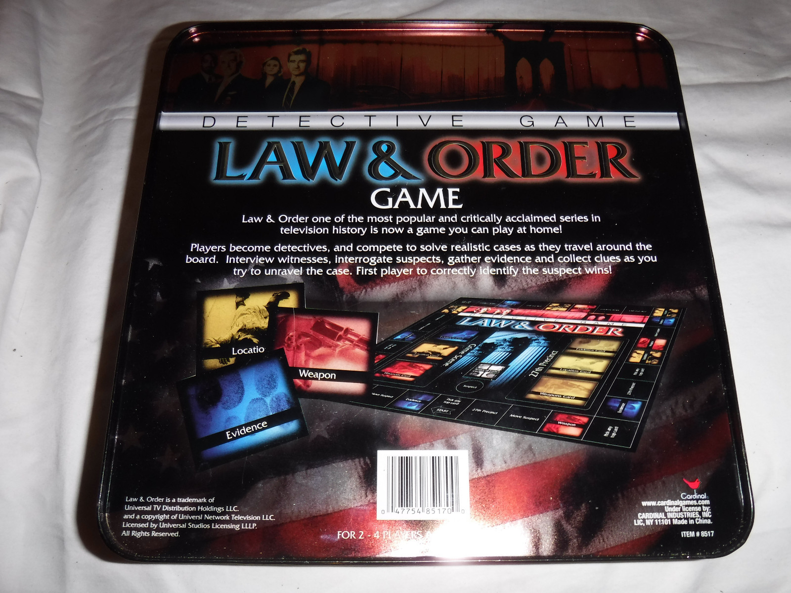 Detective Game Law & Order Game 2-4 Players Ages 13+ Board Game Excellent
