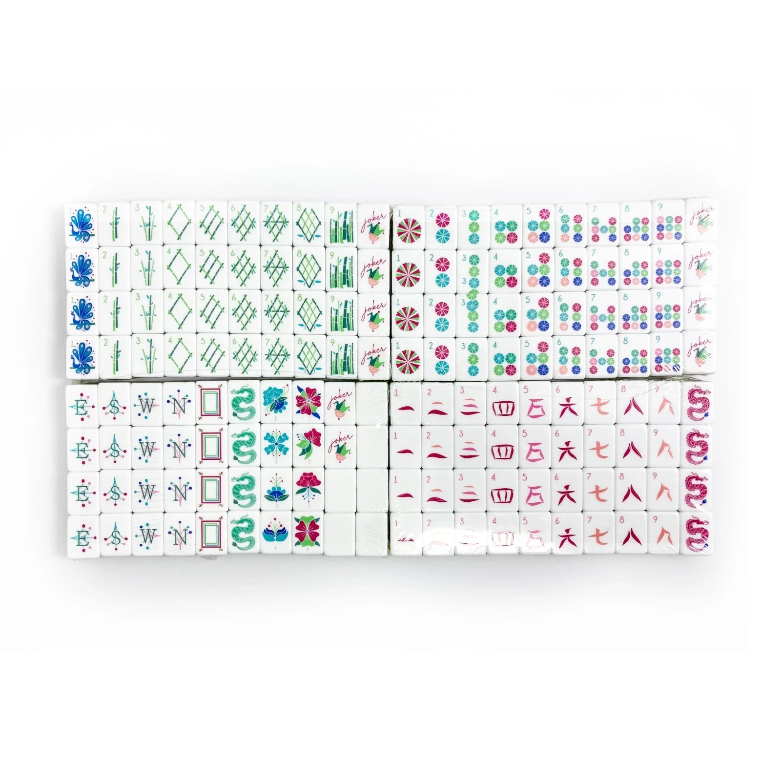 NEW! Vibrant Layered Mahjong Tiles – American Set 160 Tiles – Hot Pink Magenta