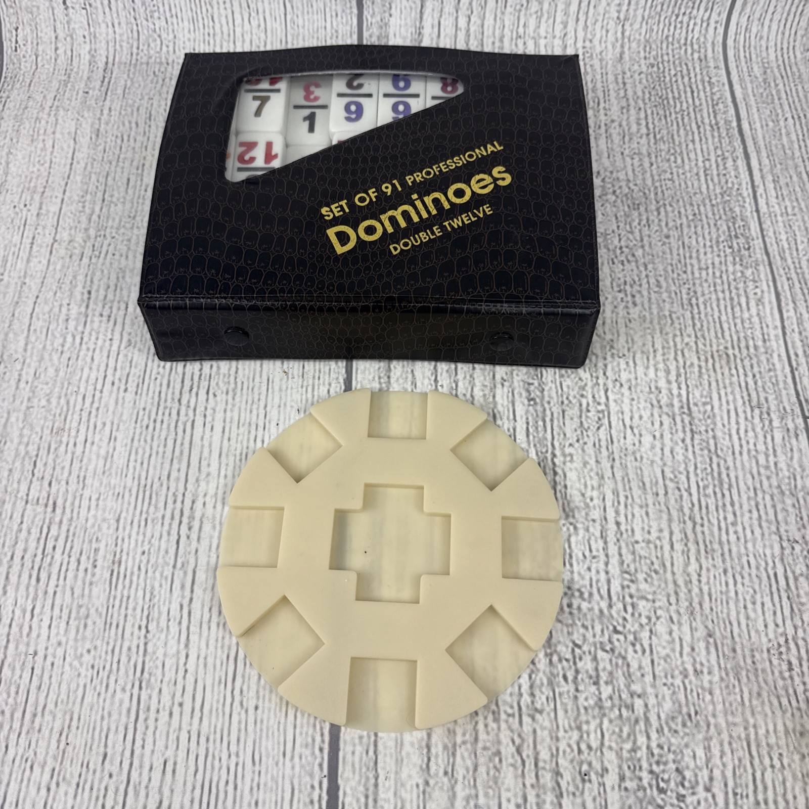 Vtg Double Twelve Dominoes Set Of 91 Leather Case Complete W Mexican Train Clean