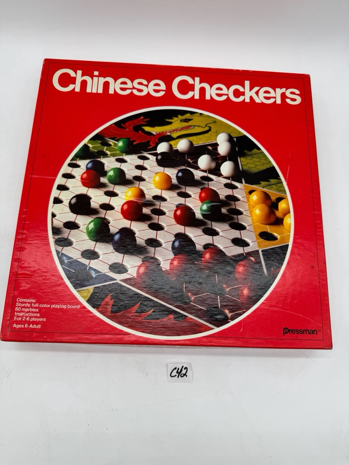 Vintage Pressman 1992~ Chinese Checkers Game ~ Complete W/ 6 Sets Of Marbles EUC