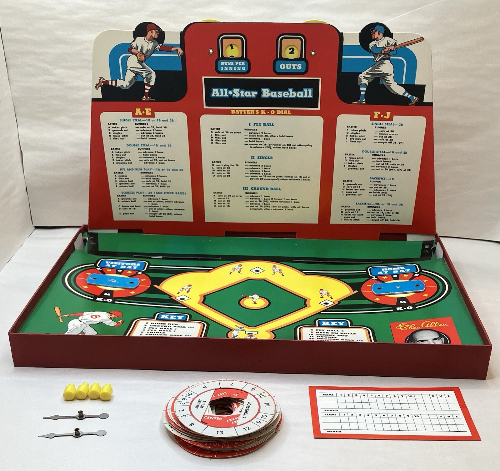 CADACO ALL STAR BASEBALL GAME 1966 w/ 63 Discs Pegs And Scorecards 100% Complete