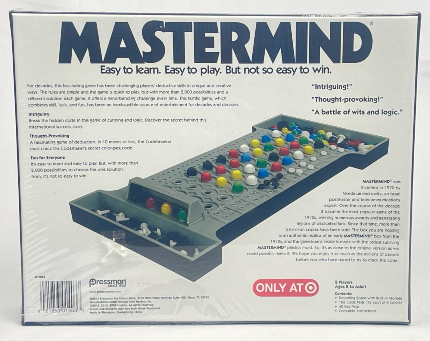 Mastermind Board Game Pressman 1403 New Sealed Strategy Logic Crack The Code