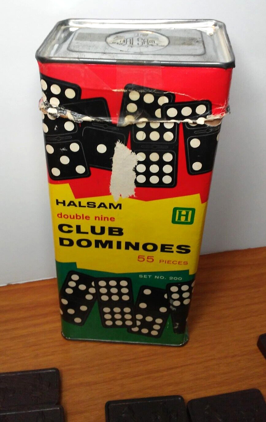 Halsam Double Nine Club Dominoes Game Set No. 200 Vintage 1970s Playskool USA