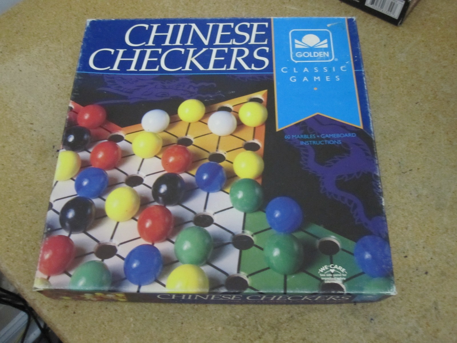 Vintage Chinese Checkers Game All Pieces Included Glass Marbles For 2-6 players