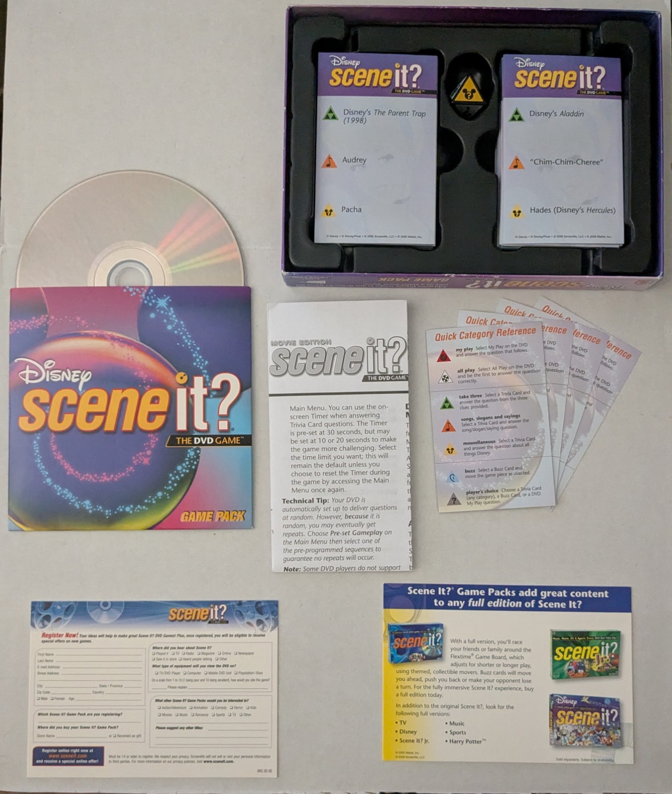 Scene It? The DVD Disney Super Game Pack – Complete – Free Shipping – Board Game