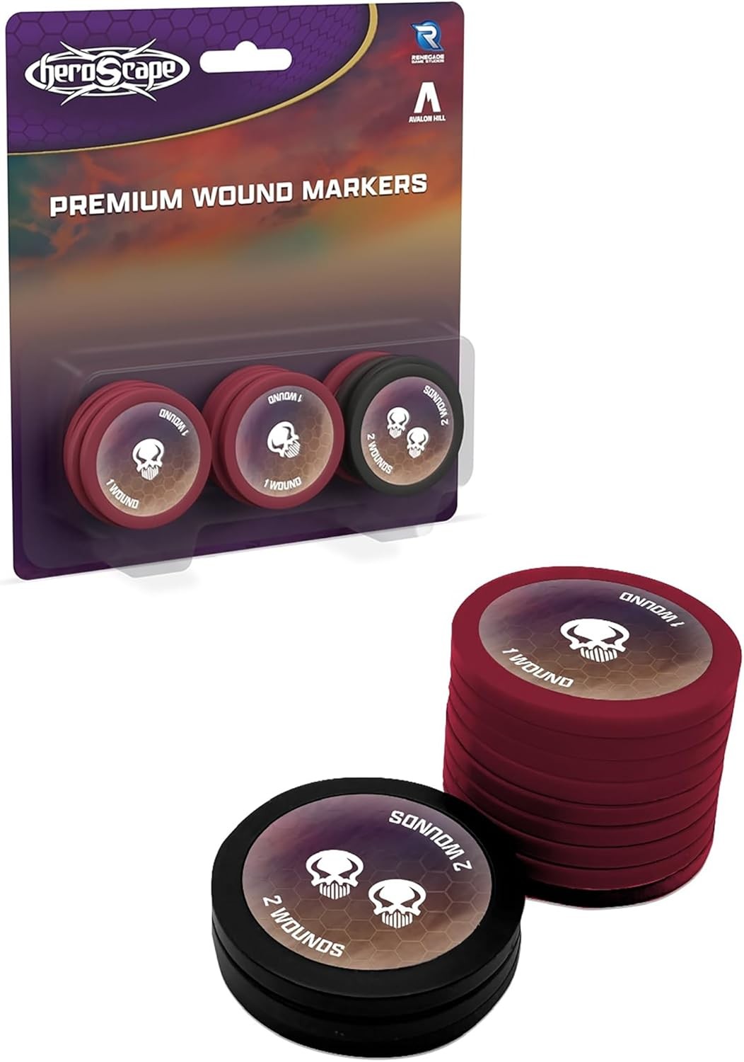 Renegade Games: Heroscape – Premium Wound Markers – 12 Piece Set, 1 & 2 Wound To