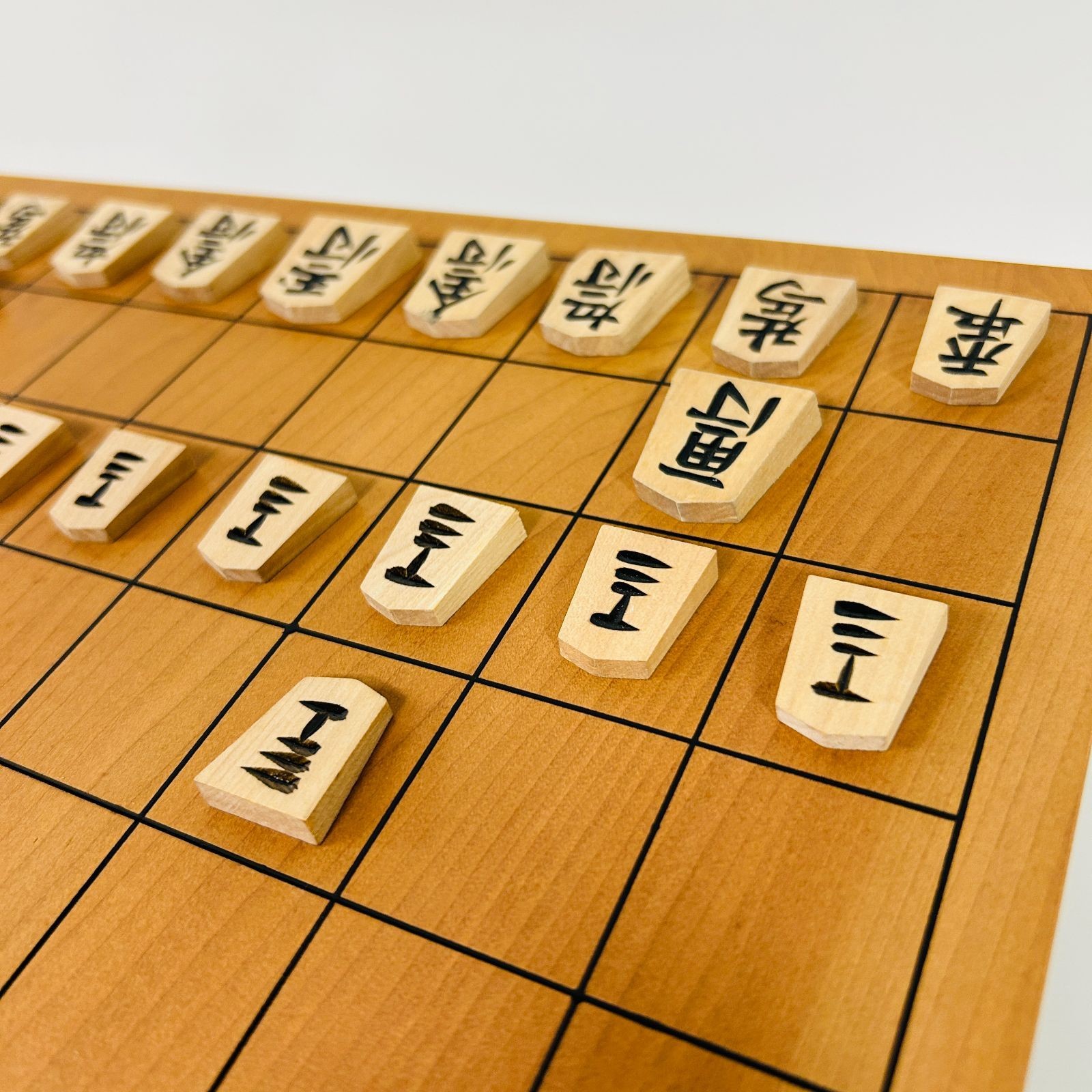 Natural Wood Black Carved Shogi Playable Set