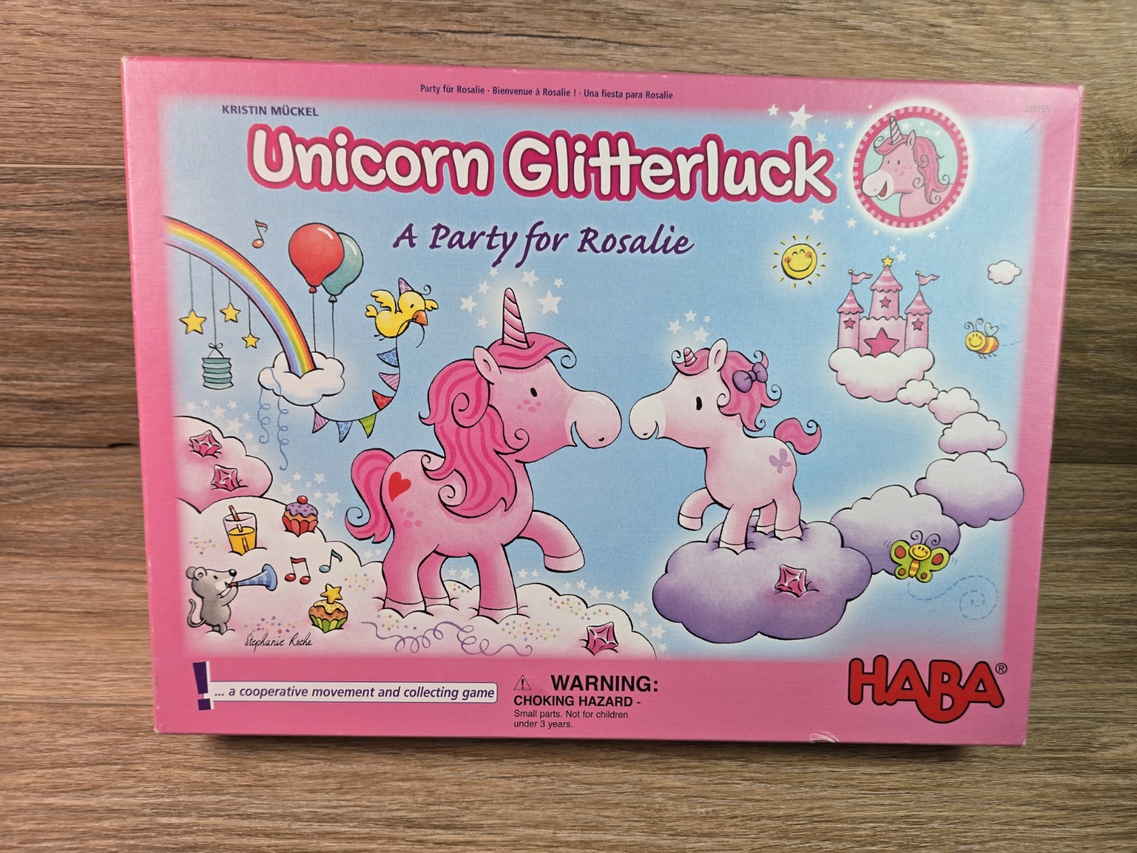 Unicorn Glitterluck Cloud Stacking COMPLETE HABA Wooden Kids German Crystals