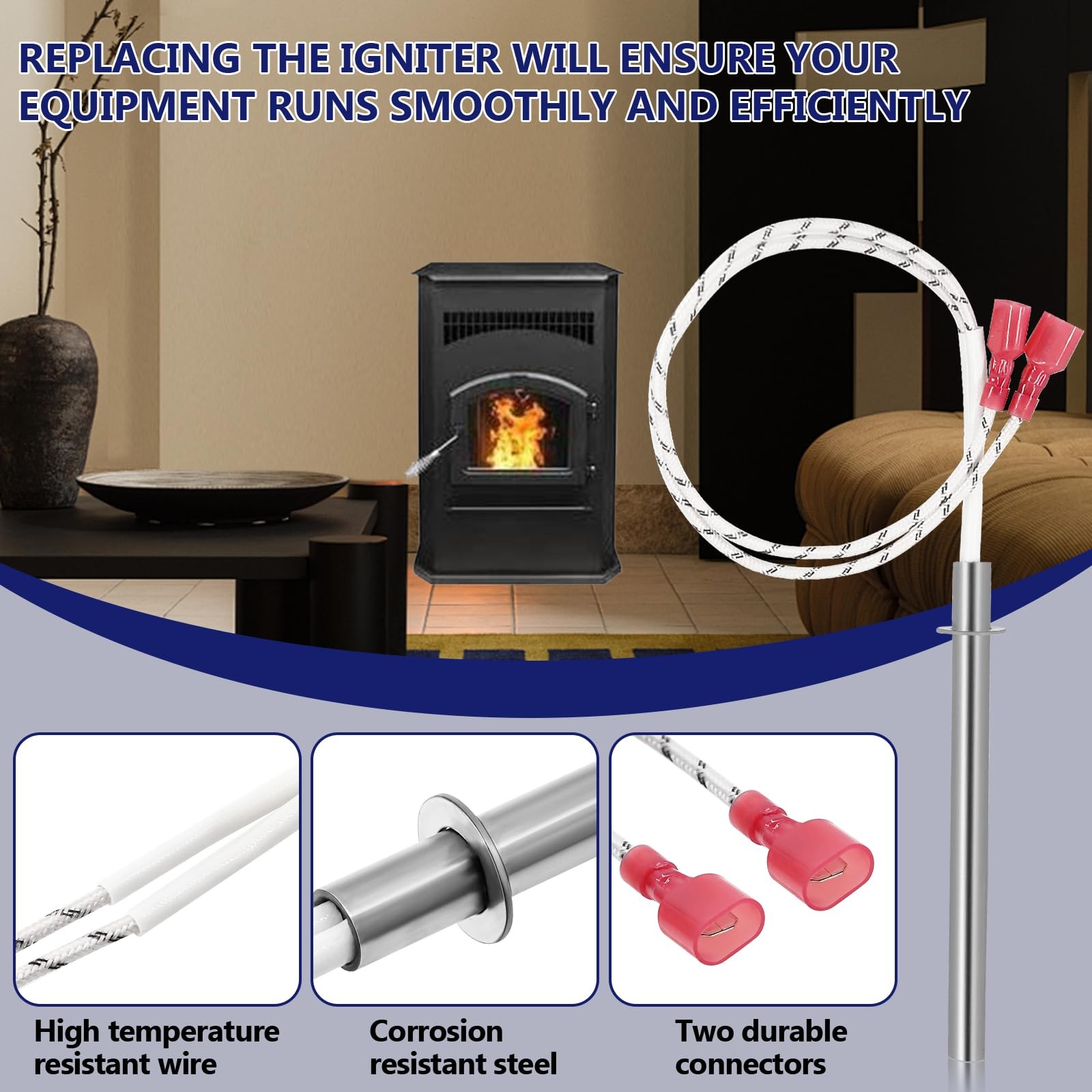 Hiorucet SRV7000-660 Igniter Replacement for PelPro ×2, Silver