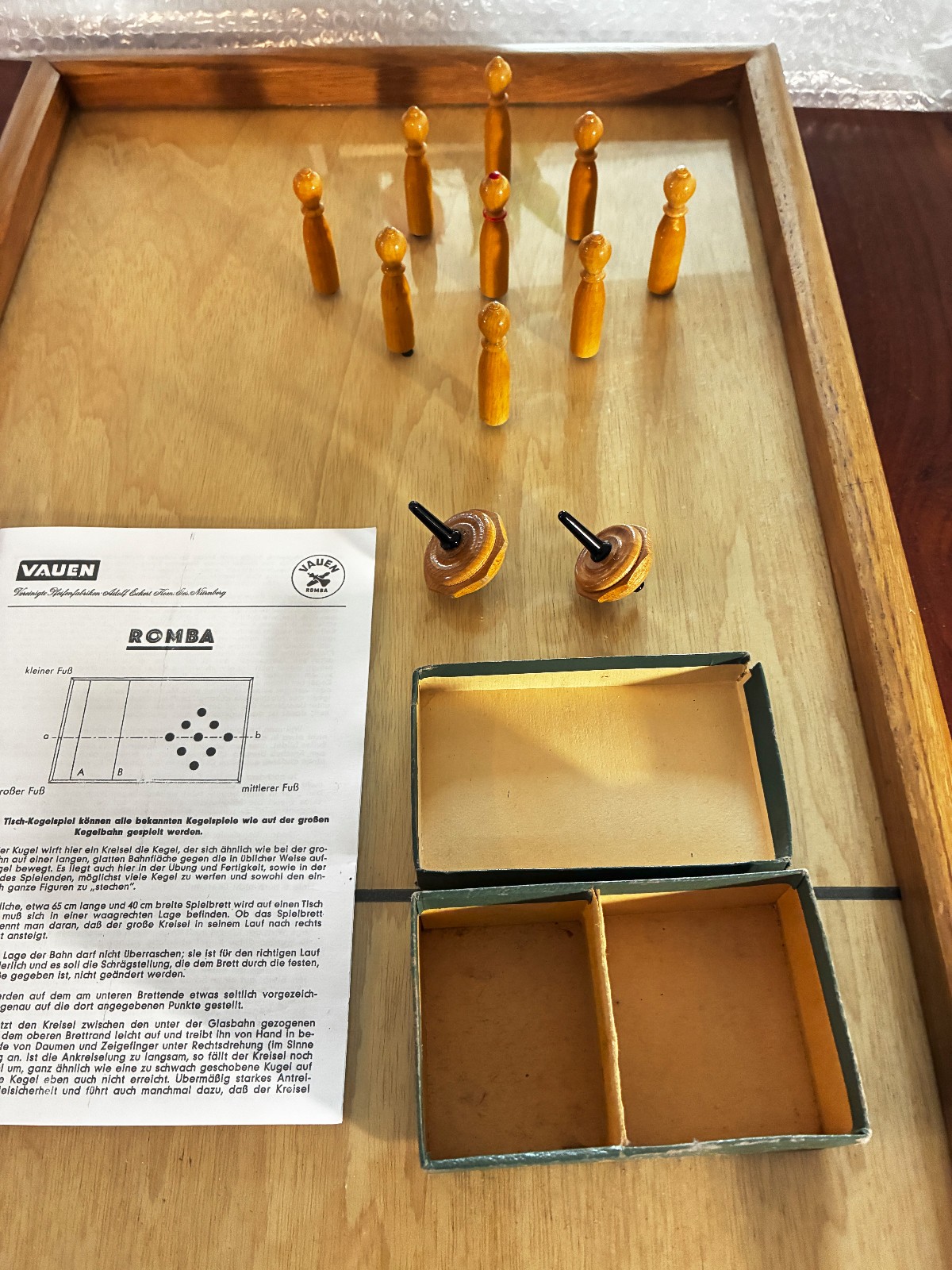 Romba bowling game table bowling game Vauen with instructions, from 1950 antique, like new 1