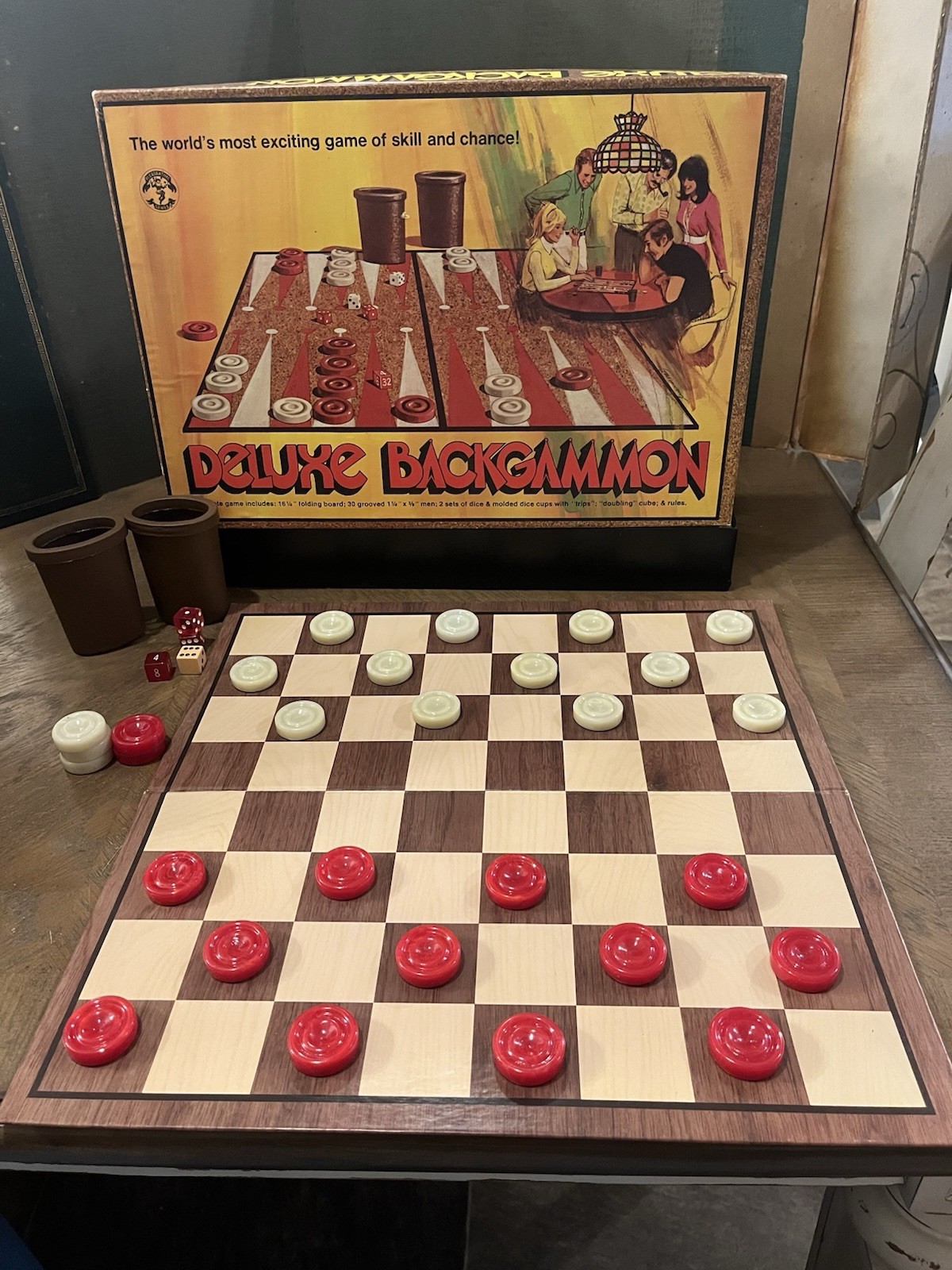 1973 Deluxe Backgammon / Checkers Game -Vintage! Missing 1 Dice And 1 Checker.
