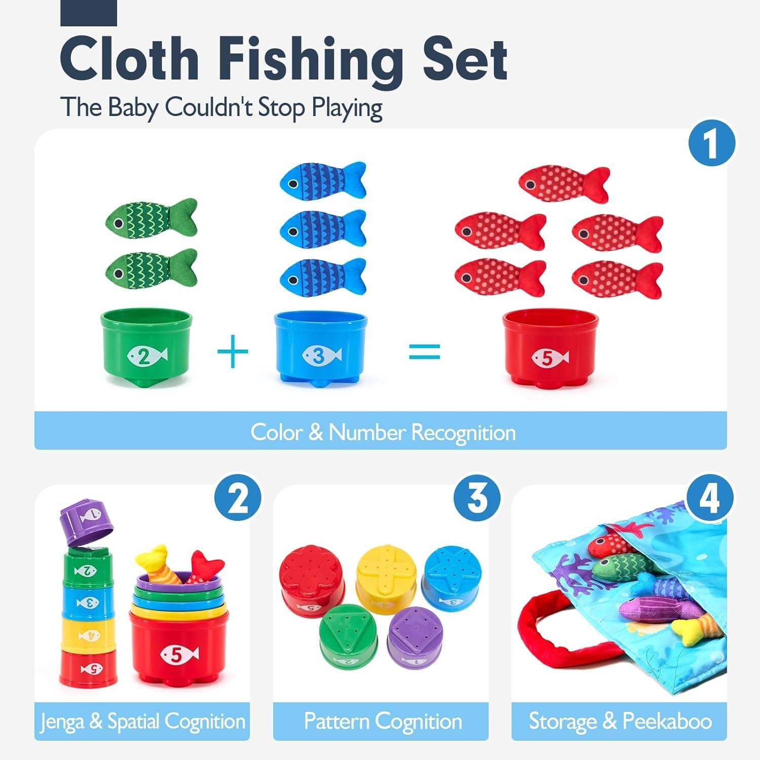 Montessori Toy for Children Cloth Fishing Educational Learning Toys Math Sorting