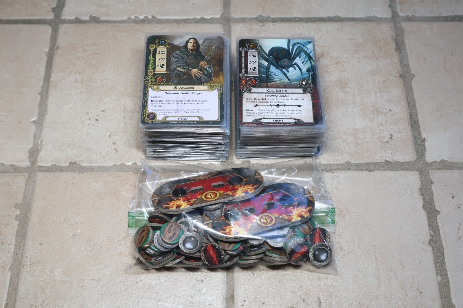 Lord of the Rings LCG – Original Core Set – All Cards, Sleeved, All tokens