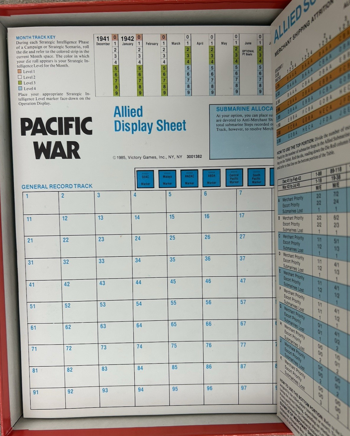 Pacific War Struggle Against Japan 1941-1945 Board Game New Open Box WW11