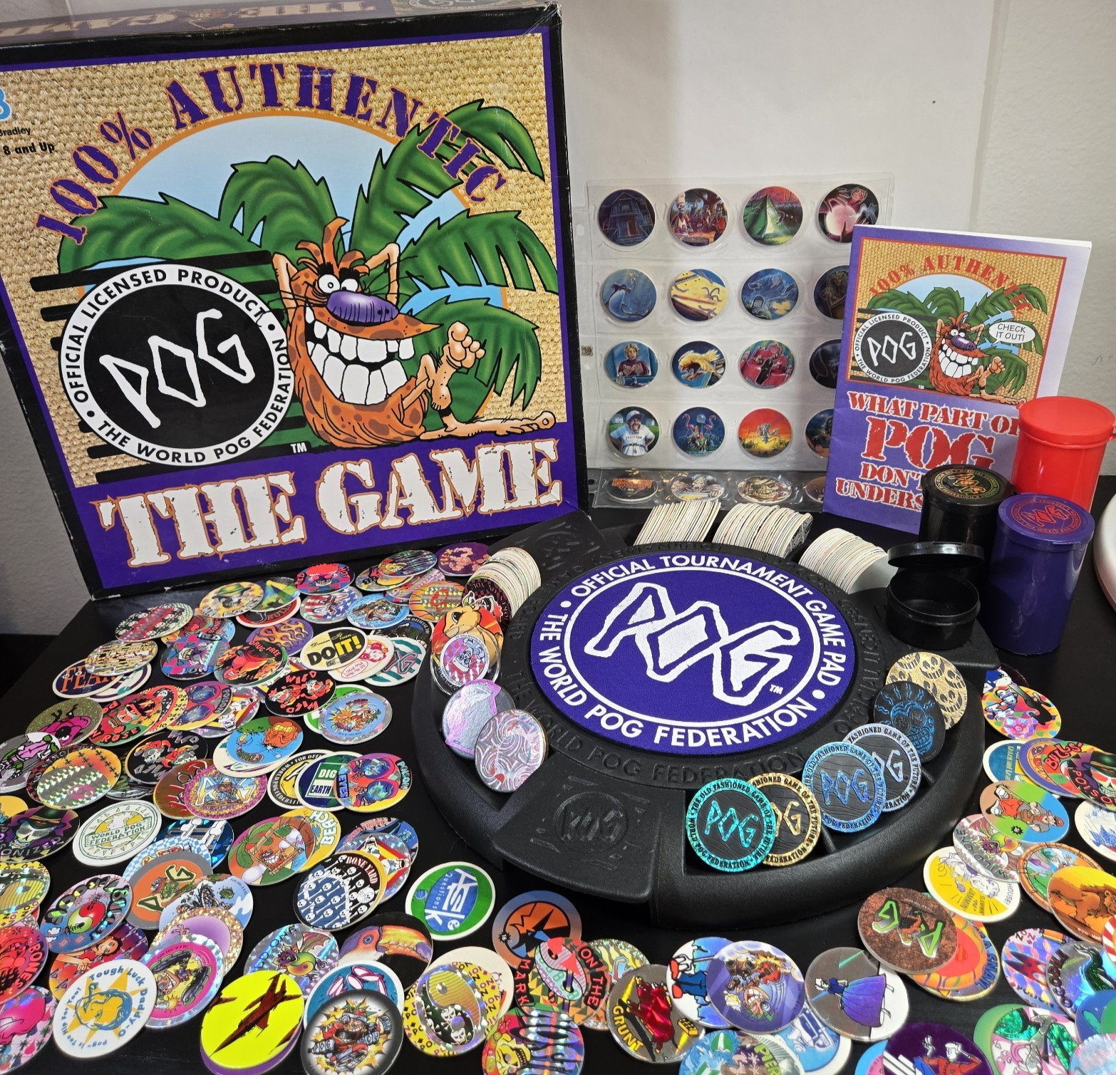 Vintage POG The Game, World POG Federation Milton Bradley Set 200+ POG’s 1995