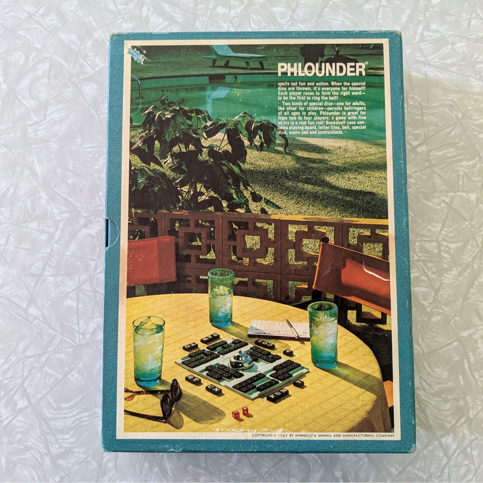 Vintage 1962 Phlounder 3M Bookshelf Game Word Action Game Complete 2-4 Players