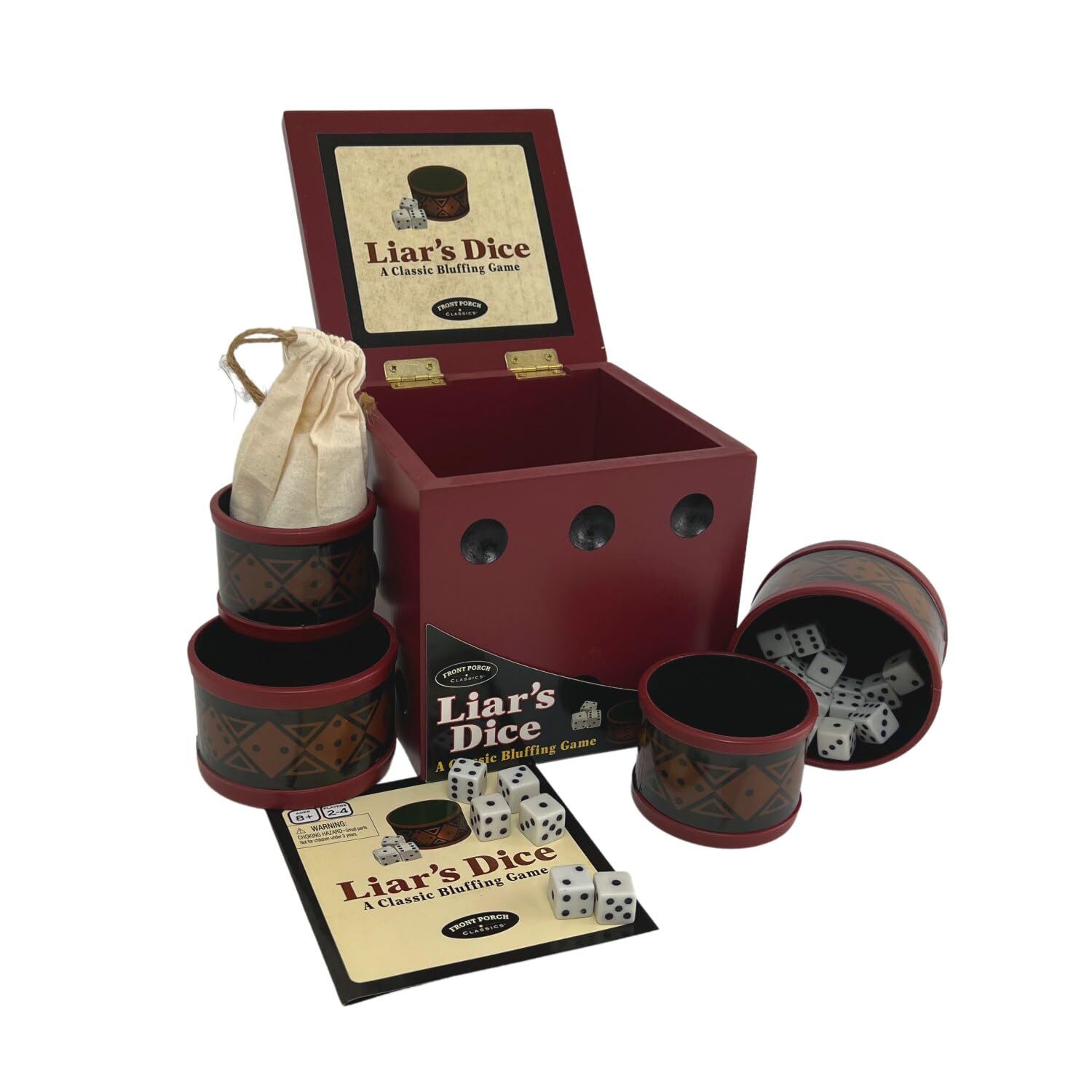 Front Porch Classics Liar’s Dice Bluffing Game for 2 to 4 Players 20 Dice