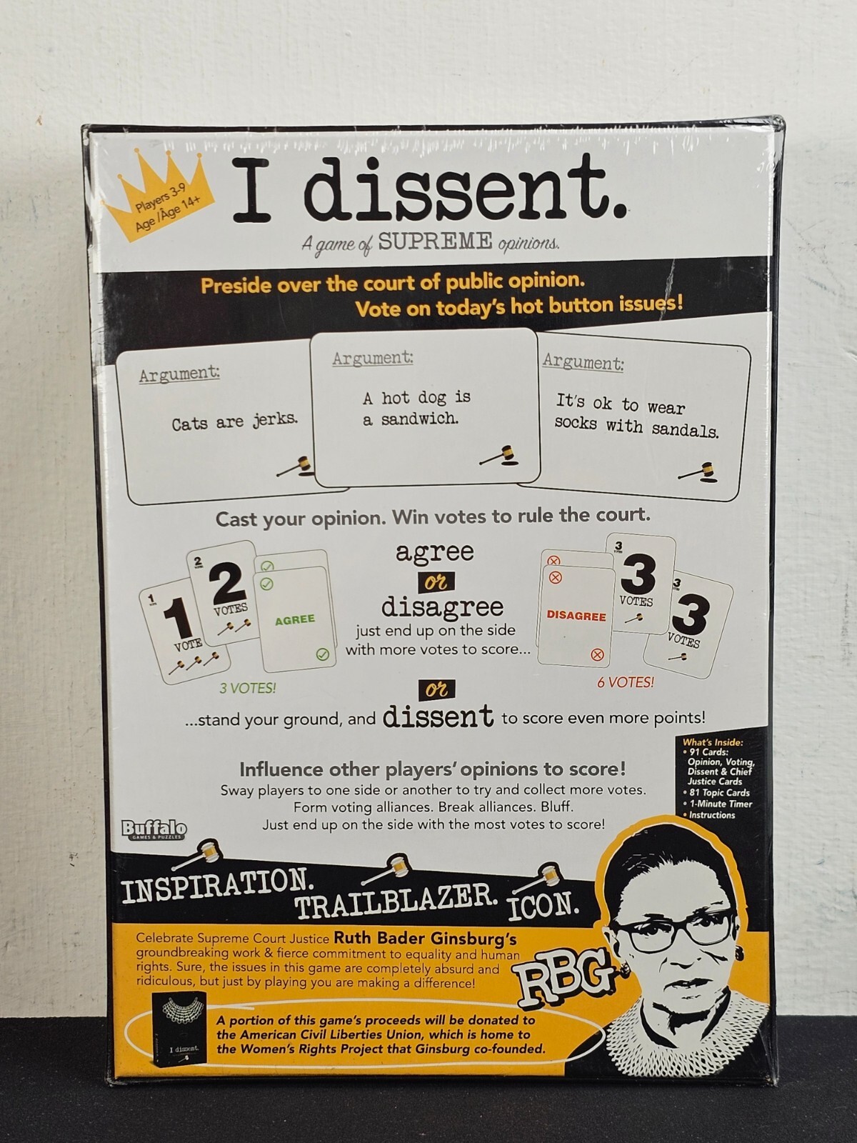I Dissent Board Game: A Game of Supreme Opinions Ruth Bader Ginsberg Brand New