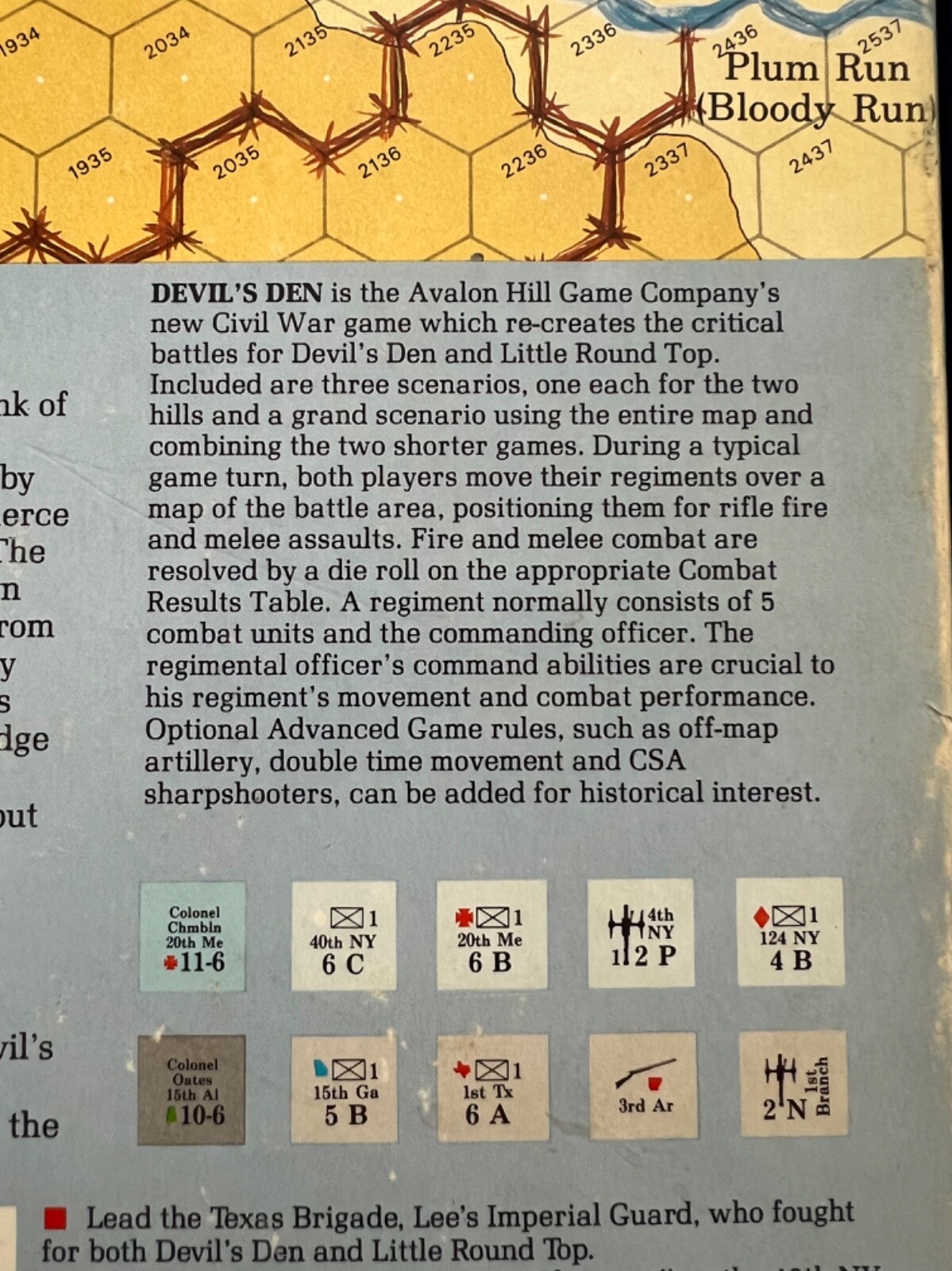 Devils Den American Civil War Game by The Avalon Hill Game Company 1985