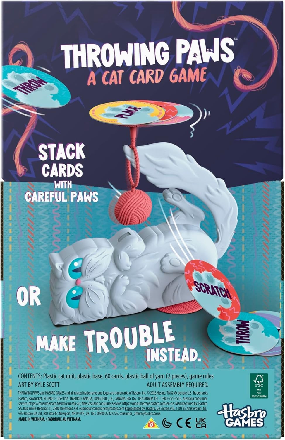 Hasbro Gaming Throwing Paws: A Cat Card Game Fun Skill and Action Card Games f