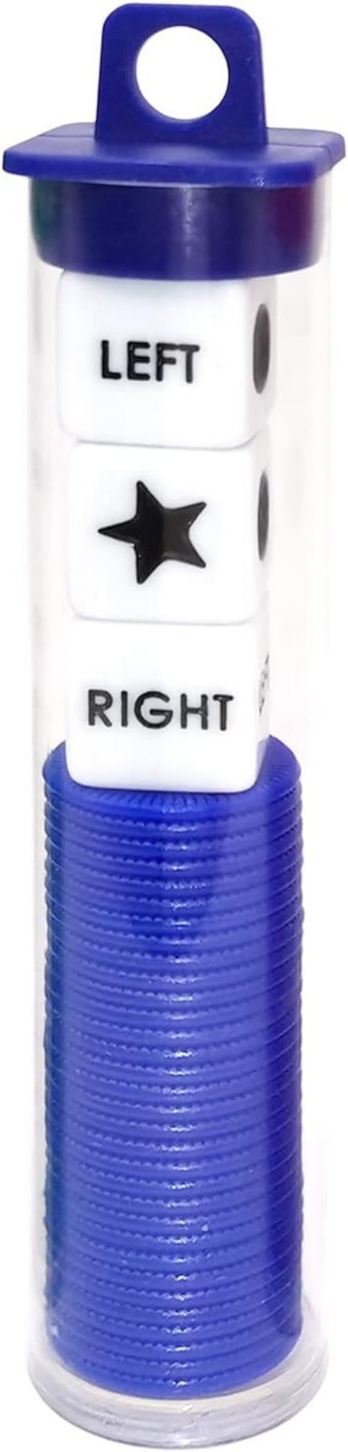 Left Right Center Dice Game Prime Set Bundle with 3 Dices + 36 Chips. Round T…