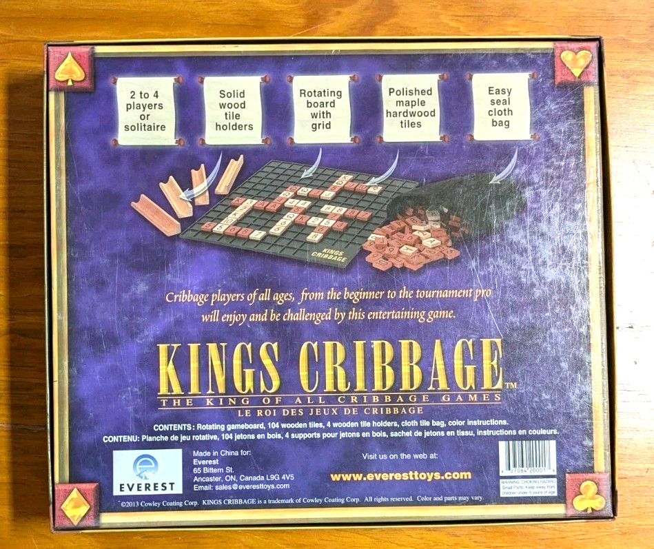 Kings Cribbage Royal Edition Board Game 100% Complete (2017, Cowley)