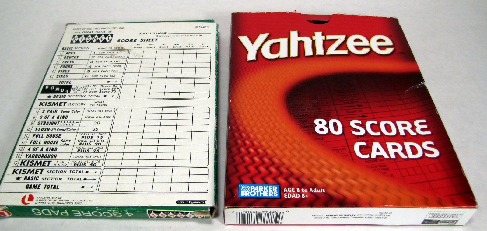 Yatzee & Kismet Dice Game Score Sheets Pads Lot Of 2 Open Box Nearly Full