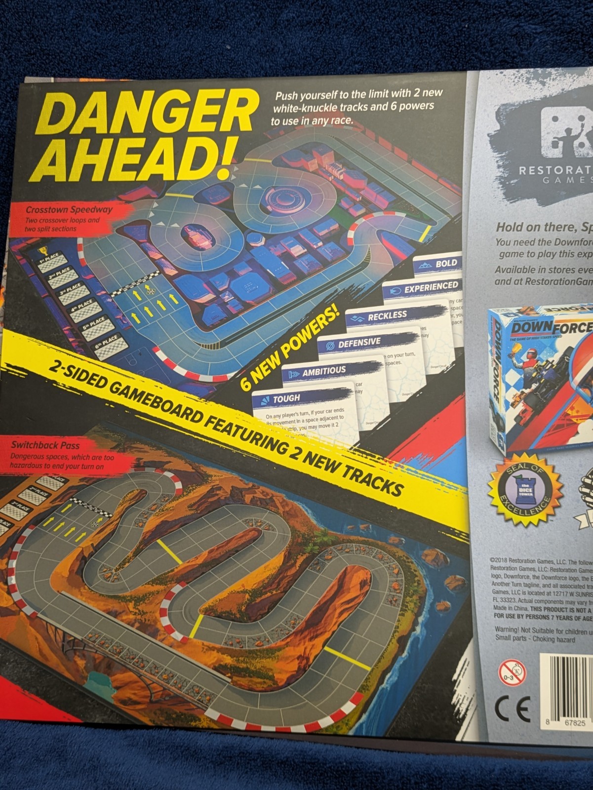Downforce Racing Board Game with Danger & Wild Ride Expansions COMPLETE
