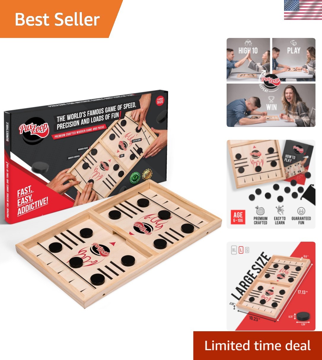 Fast Sling Puck Game – Your Speed and Accuracy with This Fast-Paced Wooden A…
