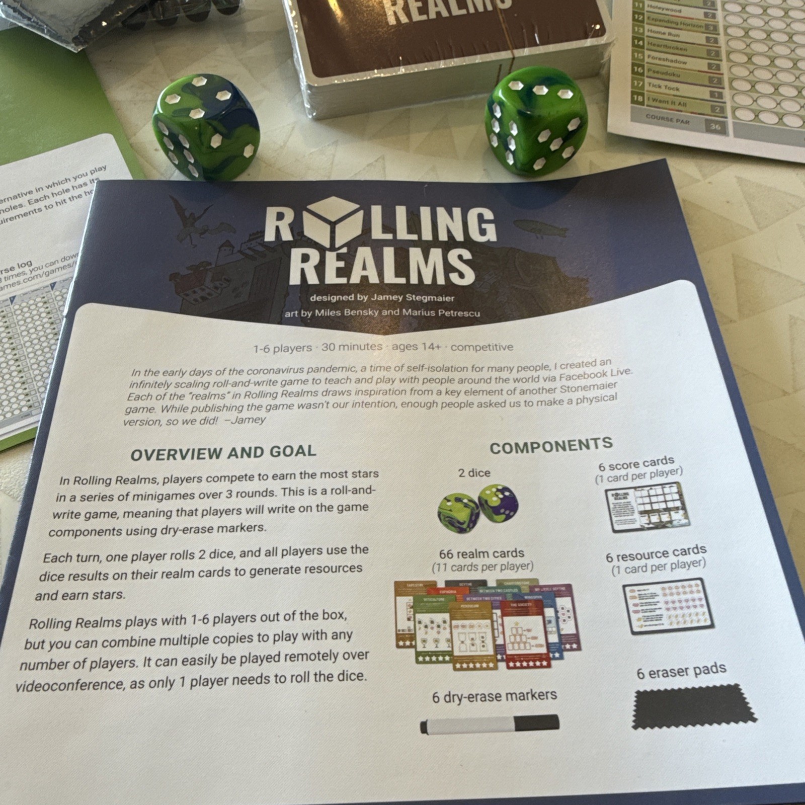 ROLLING REALMS ~ Roll & Write Game by Stonemaker Games ~ KICKSTARTER