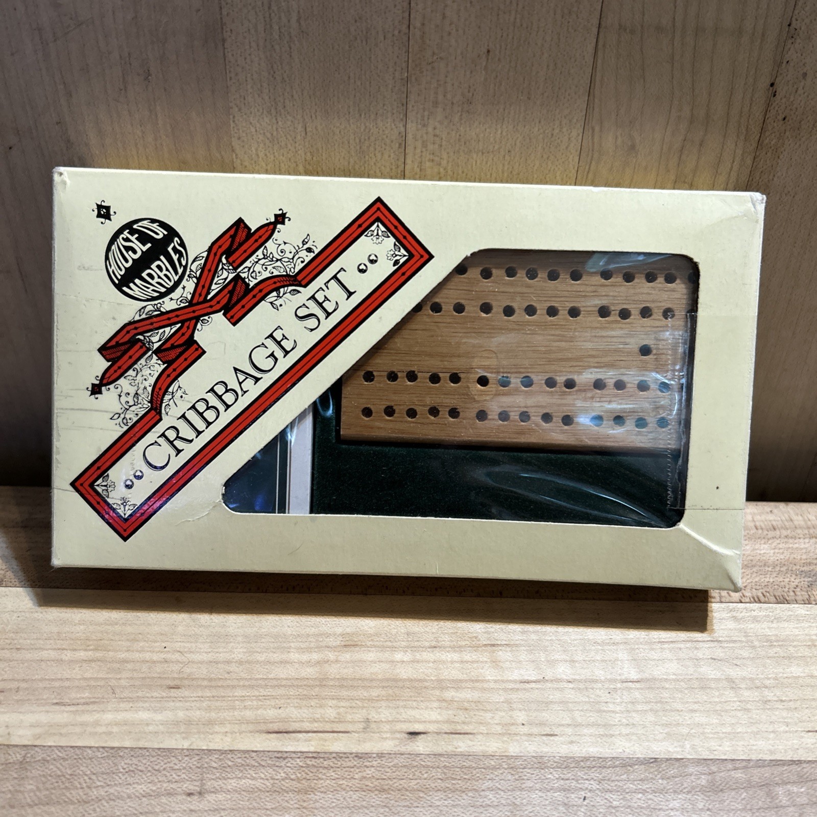House of Marbles Complete Wooden Set Cribbage Folding Board VTG
