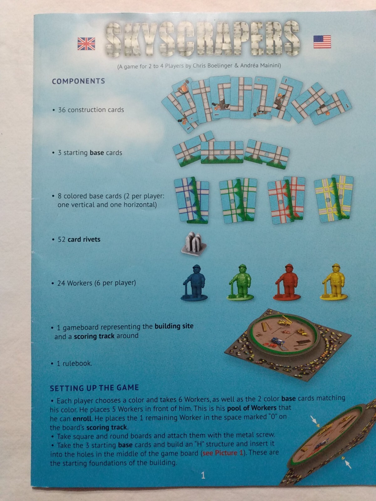 Game Skyscrapers Sirius Building & Blocking 2-4 play Ages 8 Up Mainini Boelinger