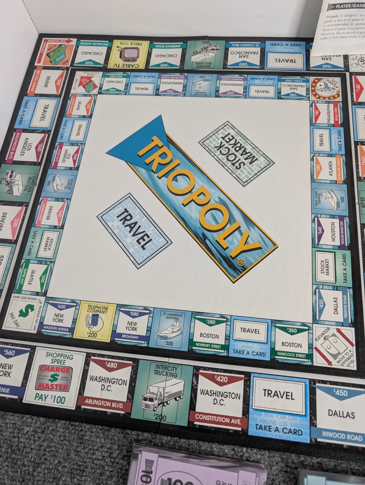 Triopoly Inaugural Edition Board Game (1997, Reveal) Complete 3 Level Monopoly