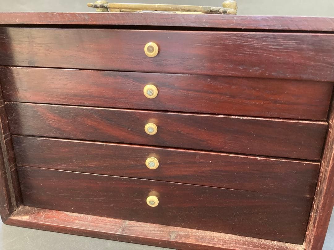 Antique Chinese Mahjong Set Bone Bamboo Houun Carved Wood Case Vintage 1920s