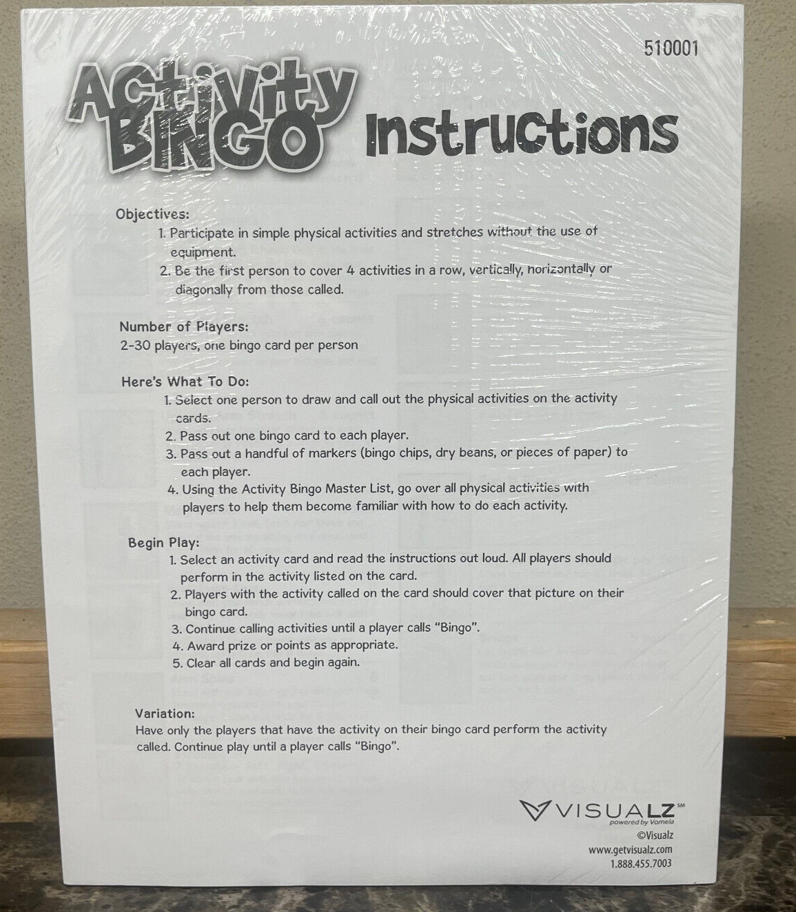 Physical Activity Bingo Game For All Ages Mobility Training Game 30/Ct VisualZ