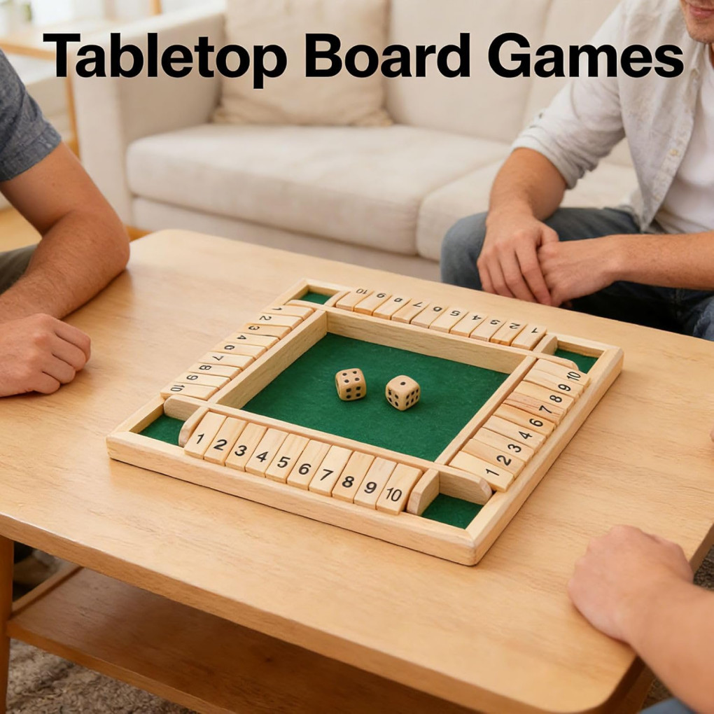 Shut The Box Dice Game,4 Player Family Wooden Board Table Math Games NEW