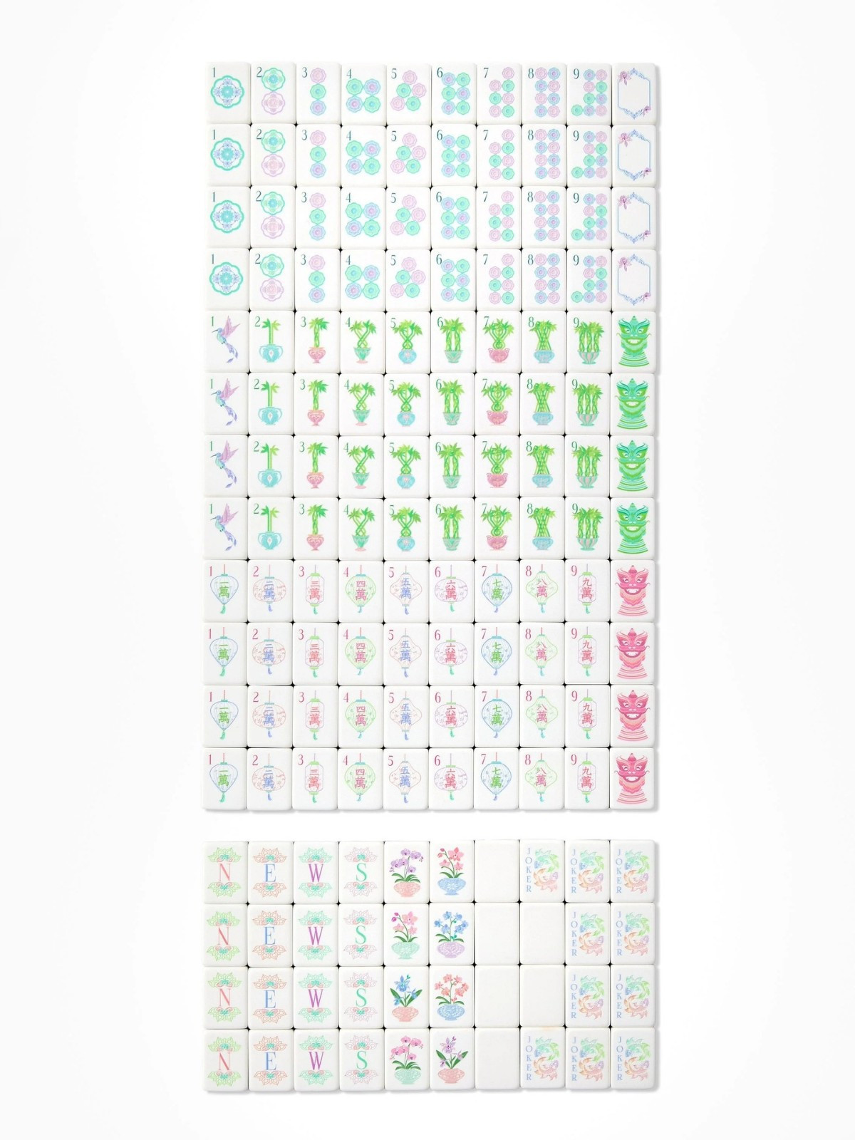 160 American Mahjong Tiles 4-Layer Acrylic Blue Theme Engraved Set