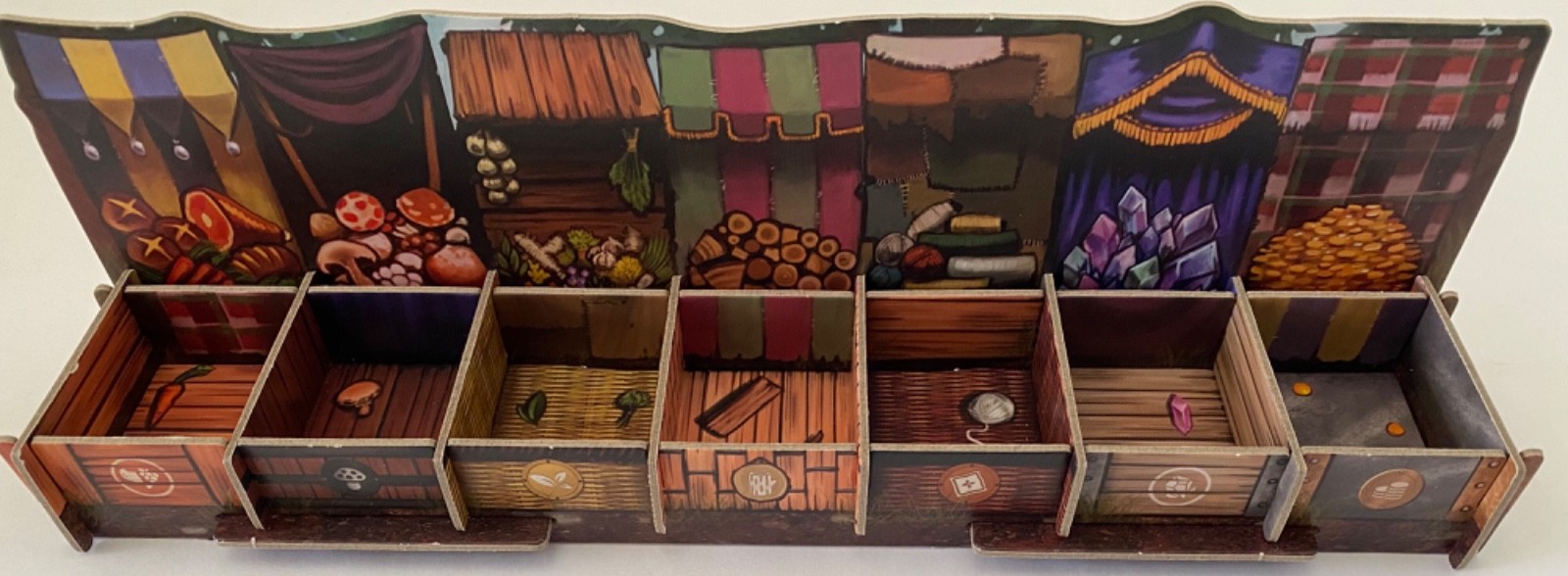 FAMILIAR TALES PLAID HAT BOARD GAME WITH FORAGERS MARKET SUPPLY TRAY