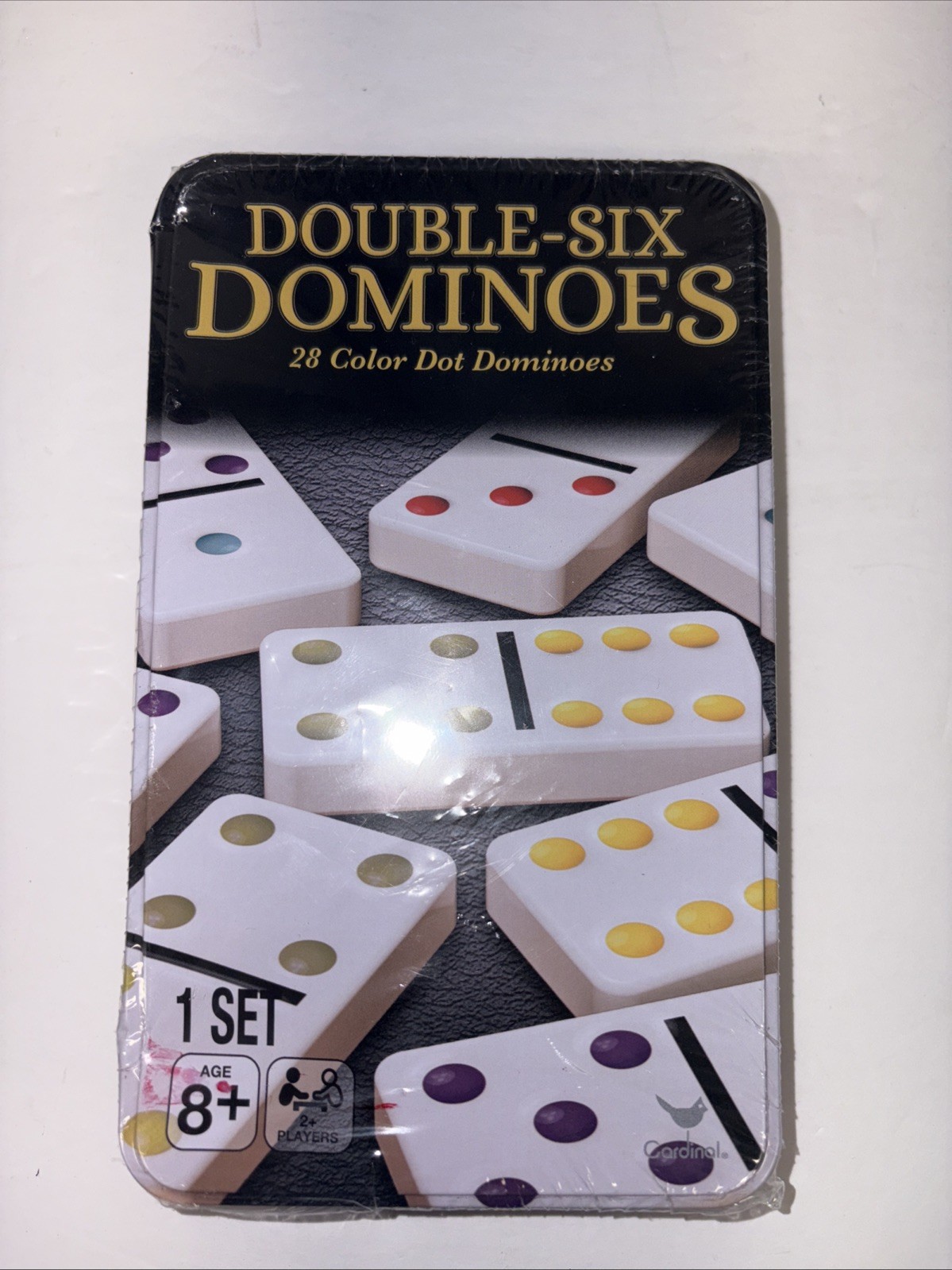Double Six Dominoes 28 Colored Dots Cardinal Game Set New Sealed Damaged See Pic