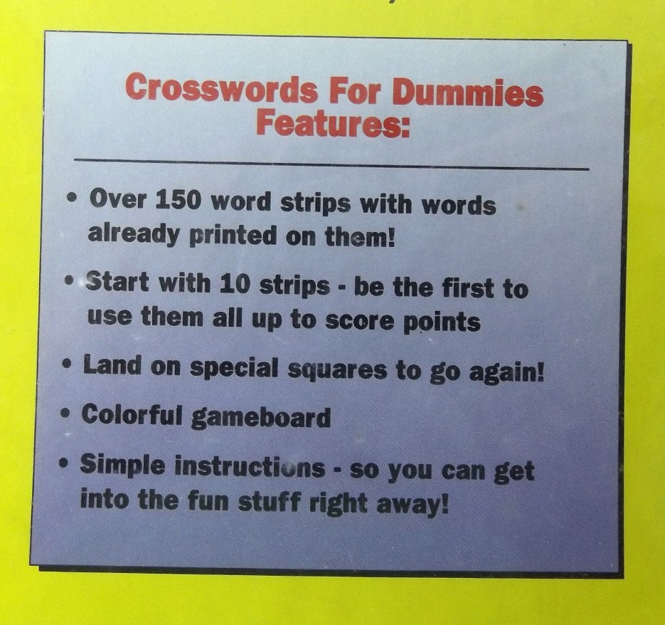Vintage 1998 CROSSWORDS for Dummies Game 2/4 Pls Age 12+NEW Sealed-FREE SHIPPING