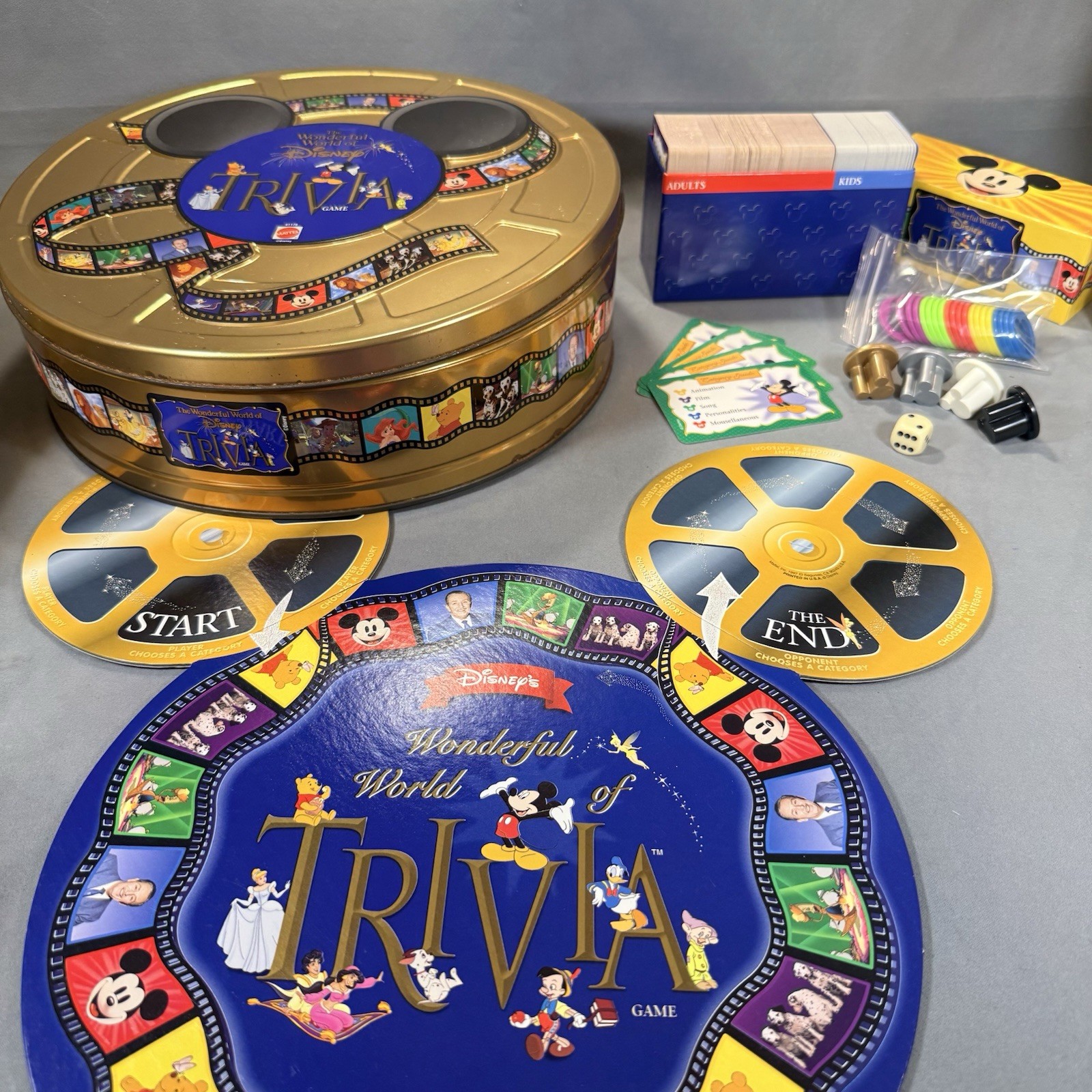 The Wonderful World Of Disney Trivia Game, Gold Tin, 1997 Mattel, Good Condition