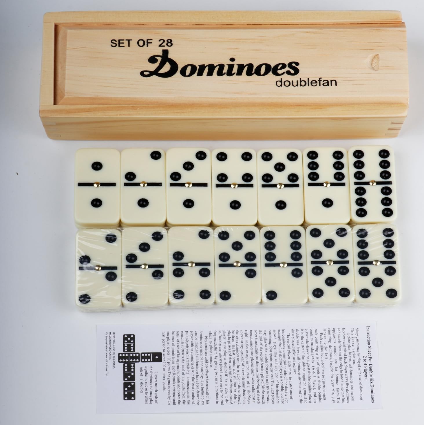 Dominoes Set for Adults, Dominos Set with 28 Ivory Tiles, Double Six Dominos Gam