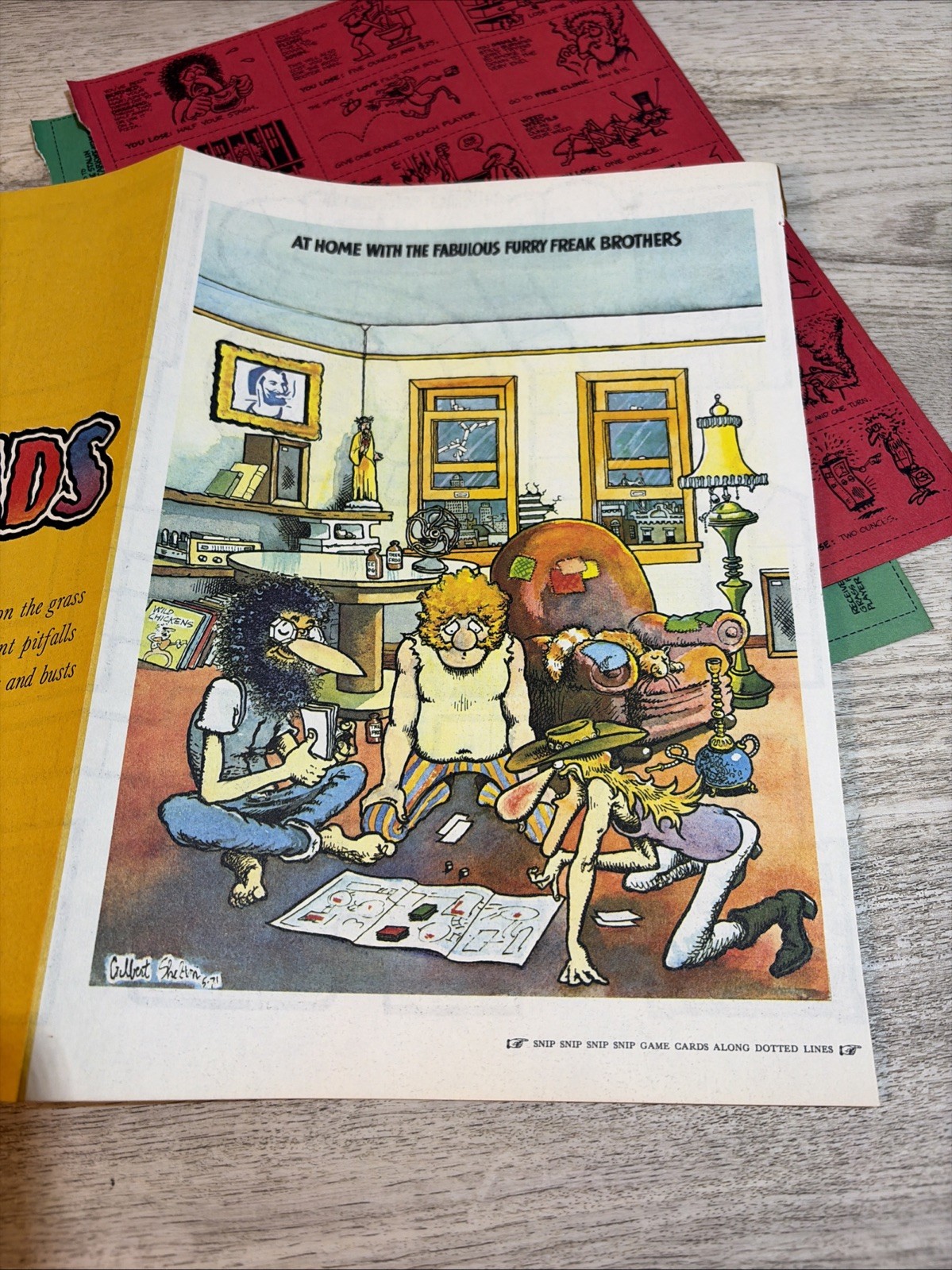FABULOUS FURRY FREAK BROTHERS Pull Out GAME-1971-RARE- “FED”N” HEADS” COMPLETE