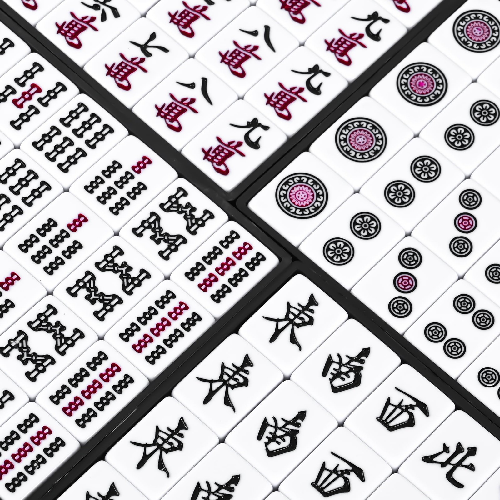 Japanese Riichi Mahjong Set, 144 White and Yellow Tiles – with Black Box, Eas…